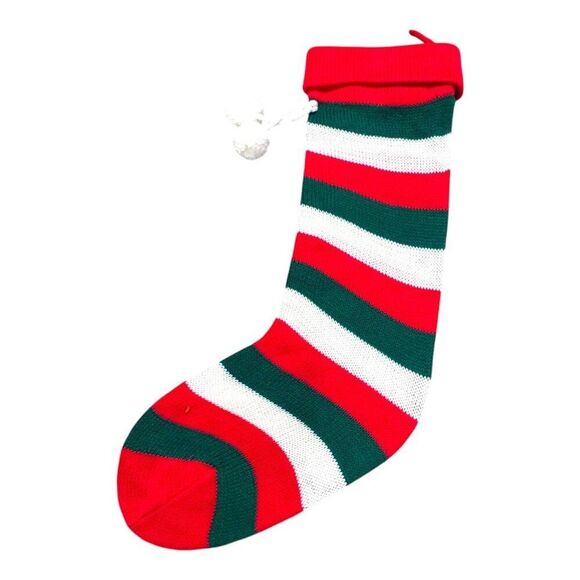 Christmas Dog & Knit Lot of 2 Stocking Set With Bone & Striped Designs Cat Puppy - Picture 7 of 7